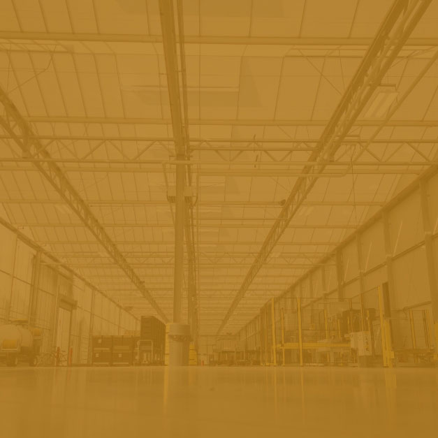 interior view of a warehouse with glass ceiling highlighted